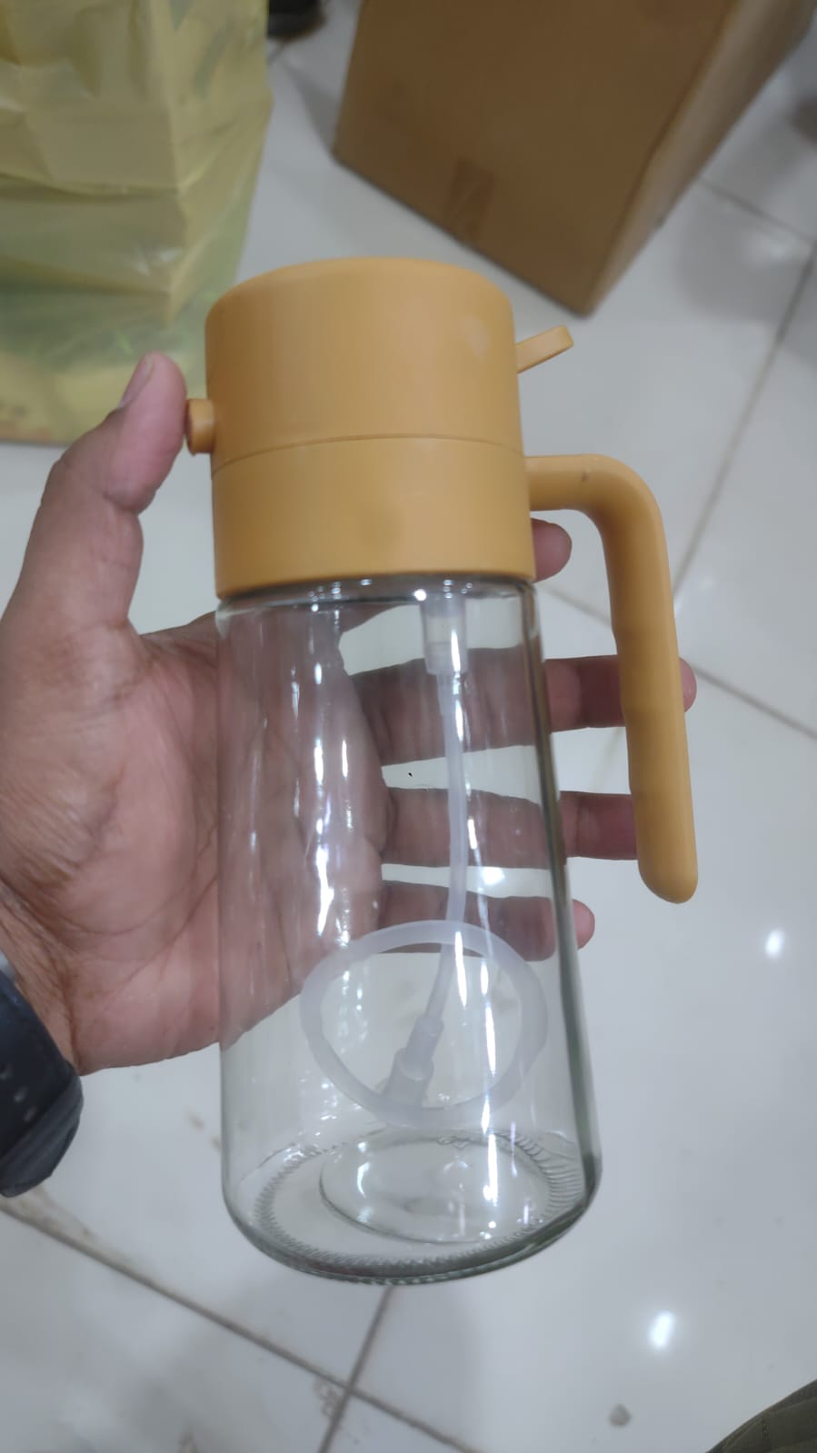 2-in-1 Oil Jug with Dispenser & Handle – Glass Cooking Oil Container | 450Ml - Glass (Random Color)
