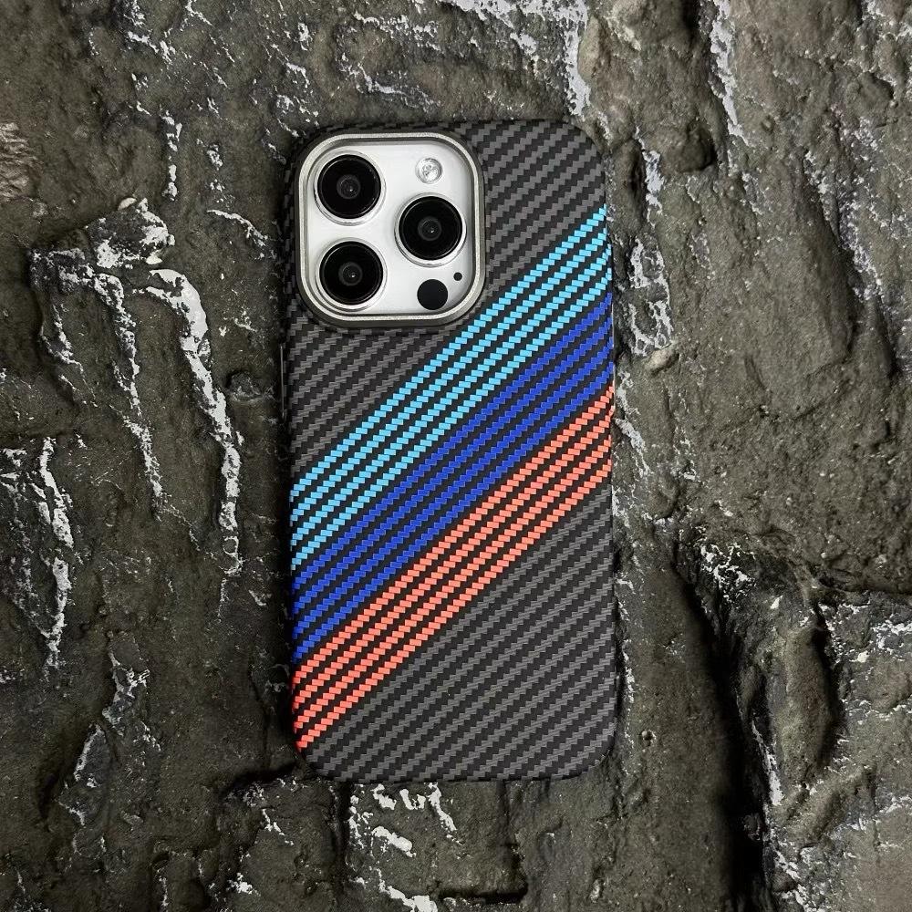 iPhone 14  Pro Max Classic Triple- Zebra Stripes Magnetic Carbon Fiber Case