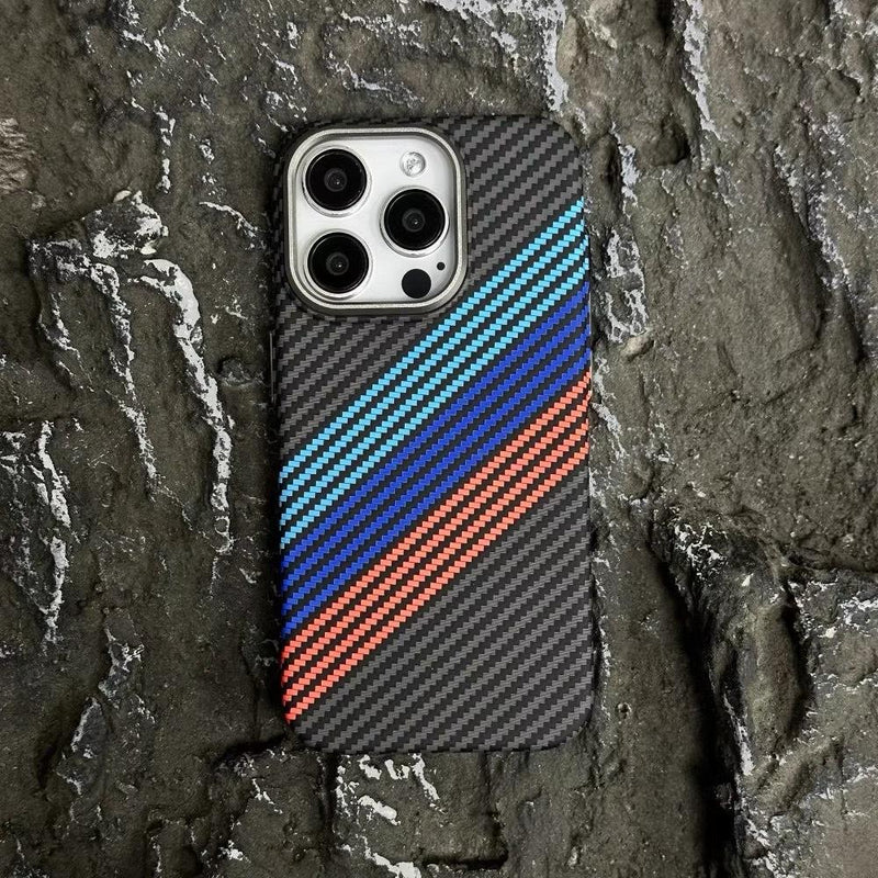 iPhone 14  Pro Max Classic Triple- Zebra Stripes Magnetic Carbon Fiber Case