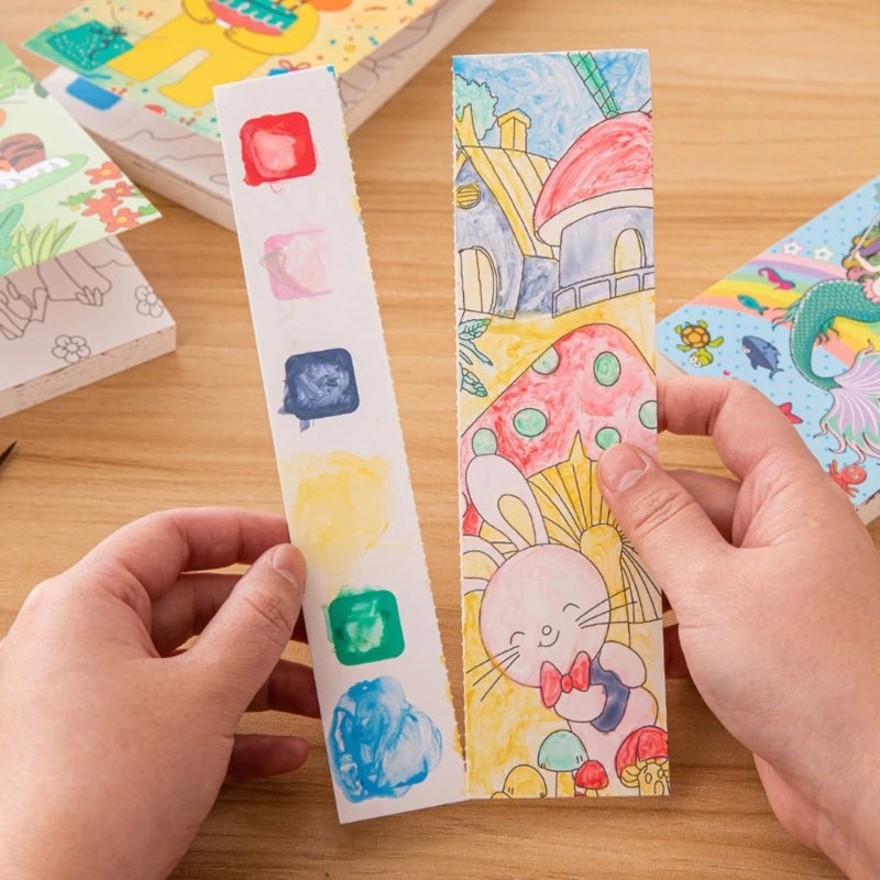 12 Pages Pocket Watercolor Painting Book for Kids