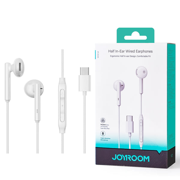 JOYROOM JR-EC05 Type-C Half In-Ear Wired Earphones – White